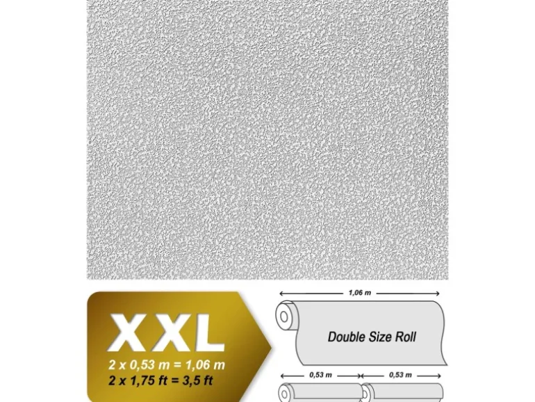EDEM 80304BR60 Xxl Vliestapete zum Überstreichen rauhfaser Putz-Optik 25,05 m x 1,06 m 26,50 m2 Weiß