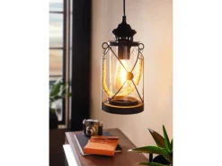 Eglo Pendelleuchte Bradford Schwarz Ø 14 cm x 110 cm 1-flammig