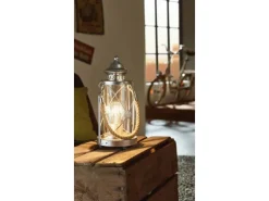 Eglo Tischleuchte Bradford Silberfarben Antik Ø 14 cm x 33 cm 1-flammig