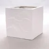 Elegant Einrichten Pflanzkübel Fiberglas Stein-Optik Quadratisch 40x40x40cm Weiß