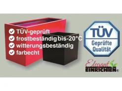 Elegant Einrichten Pflanzkübel Fiberglas Stein-Optik Quadratisch 40x40x40cm Weiß