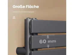 Emke Badheizkörper 130x50cm 695W Anthrazit Handtuchwärmer für Badezimmer Handtuchtrockner