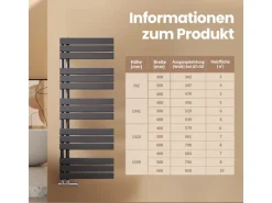Emke Badheizkörper 130x50cm 695W Anthrazit Handtuchwärmer für Badezimmer Handtuchtrockner