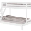Erst-Holz Doppel-Etagenbett 90 x 200 cm und 140 x 200 cm Erwachsene Kiefer Weiß Modell 18 ohne Zubehör