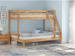 Erst-Holz Etagenbett Holzbett 3er-Bett Buche Massiv 90 + 140 x 200 cm Modell 14 ohne Zubehör