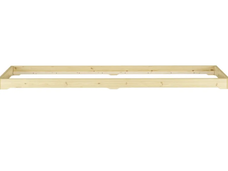 Erst-Holz Extra Flaches Einzelbett Futon Unbehandeltes Holz Loft 90 x 200 cm Fichte Rollrost inkl.