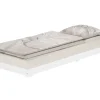 Erst-Holz Extra Niedriges Holzbett Futonbett 80 x 190 cm Kiefer Weiß Modell 47 Rollrost inkl.