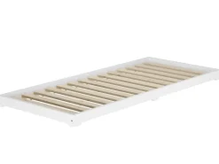 Erst-Holz Extra Niedriges Holzbett Futonbett 80 x 190 cm Kiefer Weiß Modell 47 Rollrost inkl.