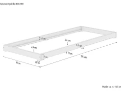 Erst-Holz Extra Niedriges Holzbett Futonbett 80 x 190 cm Kiefer Weiß Modell 47 Rollrost inkl.