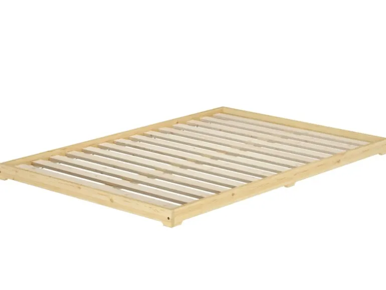 Erst-Holz Futonbett Massivholz Extra Niedrig Kiefer Massivholz 140 x 200 Rollrost inkl.