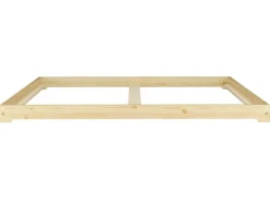 Erst-Holz Futonbett Massivholz Extra Niedrig Kiefer Massivholz 140 x 200 Rollrost inkl.