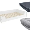Erst-Holz Hundesofa XXL für Dogge Bernhardiner Tierbett 120 x 70 cm Kiefer Weiß mit Rollrost. Polster und Matratze