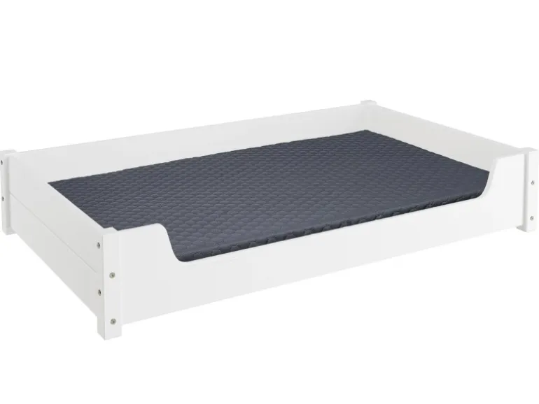Erst-Holz Hundesofa XXL für Dogge Bernhardiner Tierbett 120 x 70 cm Kiefer Weiß Rollrost inkl.