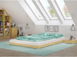 Erst-Holz Niedrigbett Futon Unbehandeltes Holz Loftbett 180 x 200 cm Fichte Tanne Modell 47 ohne Zubehör
