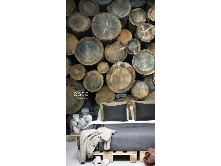 ESTAhome Fototapete Baumstämme Braun 186 cm x 279 cm 158206