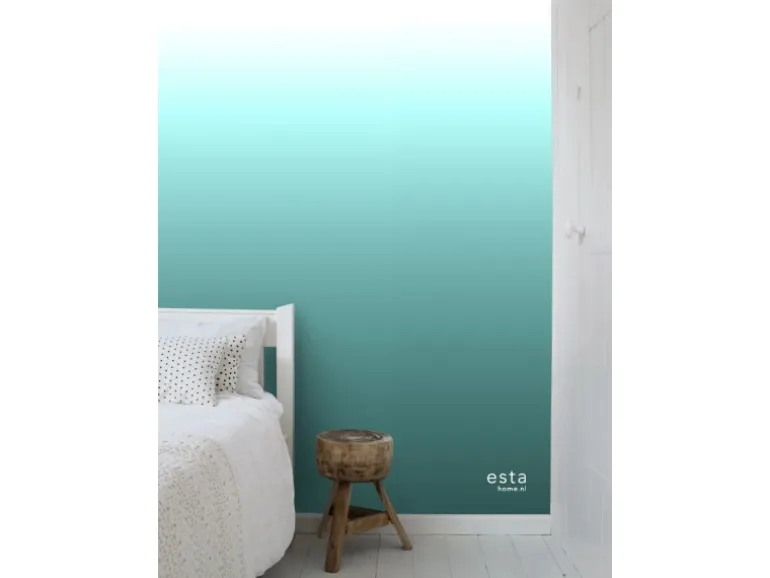 ESTAhome Fototapete Dip-Dye Muster Türkis und Weiß 100 x 279 cm 158820