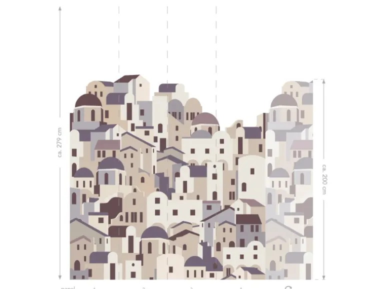 ESTAhome Fototapete Mediterrane Häuser Beige und Grau 200 x 279 cm 159260