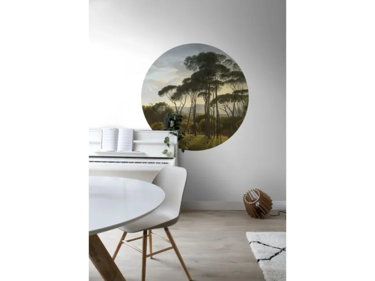 ESTAhome Selbstklebende Runde Tapete Italienische Landschaft Dunkelgrün Ø 140 cm 159011