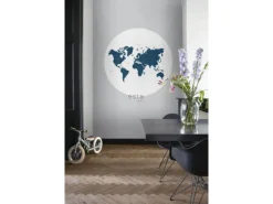 ESTAhome Selbstklebende Runde Tapete Weltkarte Blau Ø 140 cm 159008