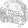 ESTAhome Selbstklebende Runde Tapete Wald Mit Waldtieren Grau Ø 140 cm 159083