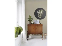 ESTAhome Selbstklebende Runde Tapete Blüte Hellrosa und Schwarz Ø 70 cm 158992