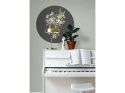 ESTAhome Selbstklebende Runde Tapete Blüte Hellrosa und Schwarz Ø 70 cm 158992