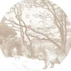 ESTAhome Selbstklebende Runde Tapete Wald Mit Waldtieren Beige Ø 70 cm 159072