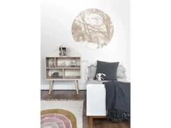 ESTAhome Selbstklebende Runde Tapete Wald Mit Waldtieren Beige Ø 70 cm 159072