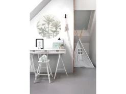 ESTAhome Selbstklebende Runde Tapete Palmen Hellbeige und Graugrün Ø 70 cm 158983