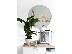 ESTAhome Selbstklebende Runde Tapete Lotusblume Altrosa und Graublau Ø 70 cm 158994