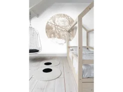 ESTAhome Selbstklebende Runde Tapete Wald Mit Waldtieren Beige Ø 140 cm 159085