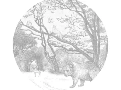 ESTAhome Selbstklebende Runde Tapete Wald Mit Waldtieren Grau Ø 70 cm 159070