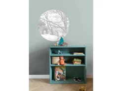 ESTAhome Selbstklebende Runde Tapete Wald Mit Waldtieren Grau Ø 70 cm 159070