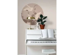 ESTAhome Selbstklebende Runde Tapete Kraniche Graurosa Ø 70 cm 158995