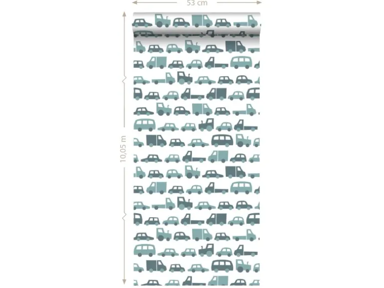ESTAhome Tapete Autos Graublau 0,53 x 10,05 m 139045