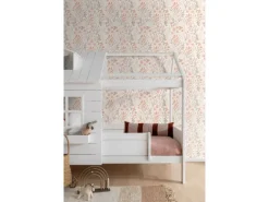 ESTAhome Tapete Blätter und Blumen Weiß und Orange 50 x 900 cm