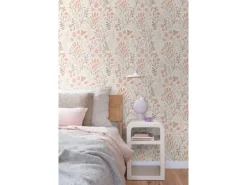 ESTAhome Tapete Blätter und Blumen Weiß und Orange 50 x 900 cm