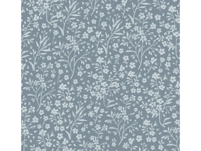 ESTAhome Tapete Blumen Graublau 50 x 900 cm 139885