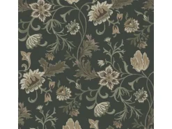 ESTAhome Tapete Blumenmuster Schwarz und Grün 0.53 x 10.05 m 139417
