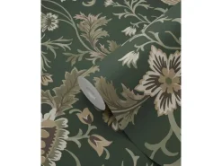 ESTAhome Tapete Blumenmuster Schwarz und Grün 0.53 x 10.05 m 139417
