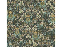 ESTAhome Tapete Blumenmuster im Jugendstil Graugrün Blau und Beige 50 x 900 cm