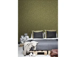 ESTAhome Tapete City Talk Sprüche Olivgrün 53 cm x 10.05 m
