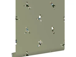 ESTAhome Tapete Fußballspieler Olivgrün 50 x 900 cm