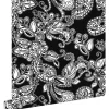 ESTAhome Tapete Funky Blumen Und Paisleys Schwarz Und Weiß 53 Cm X 1005 Cm 136844