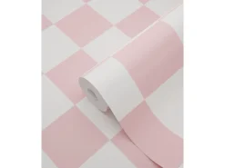 ESTAhome Tapete Karomuster Rosa und Weiß 50 x 900 cm 139998