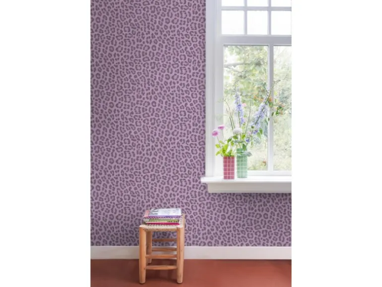 ESTAhome Tapete Leopardenmuster Violett 53 cm x 10.05 m