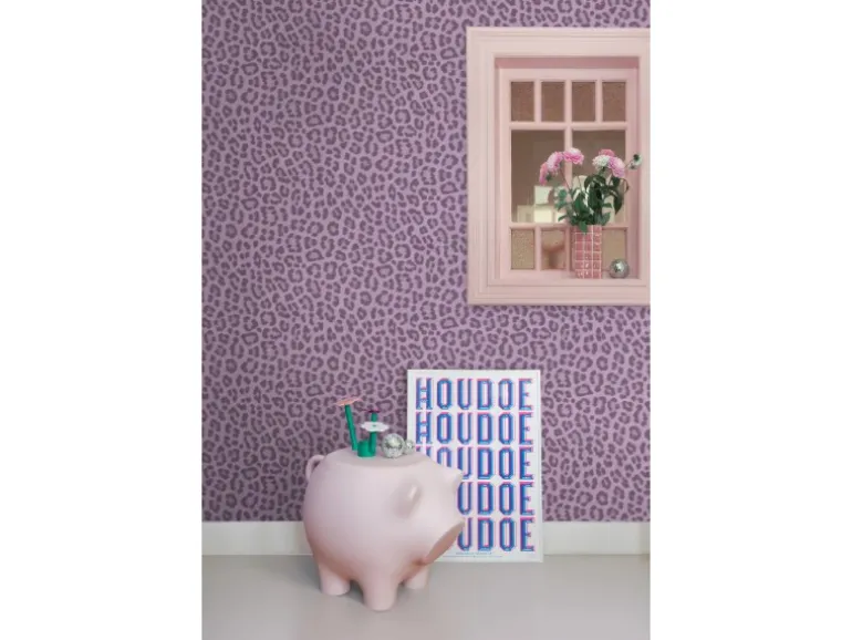 ESTAhome Tapete Leopardenmuster Violett 53 cm x 10.05 m