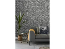 ESTAhome Tapete Panter Schwarz und Weiß 53 cm x 10,05 m 136810