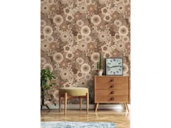 ESTAhome Tapete Retro Blumen Braun 50 x 900 cm