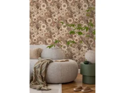 ESTAhome Tapete Retro Blumen Braun 50 x 900 cm